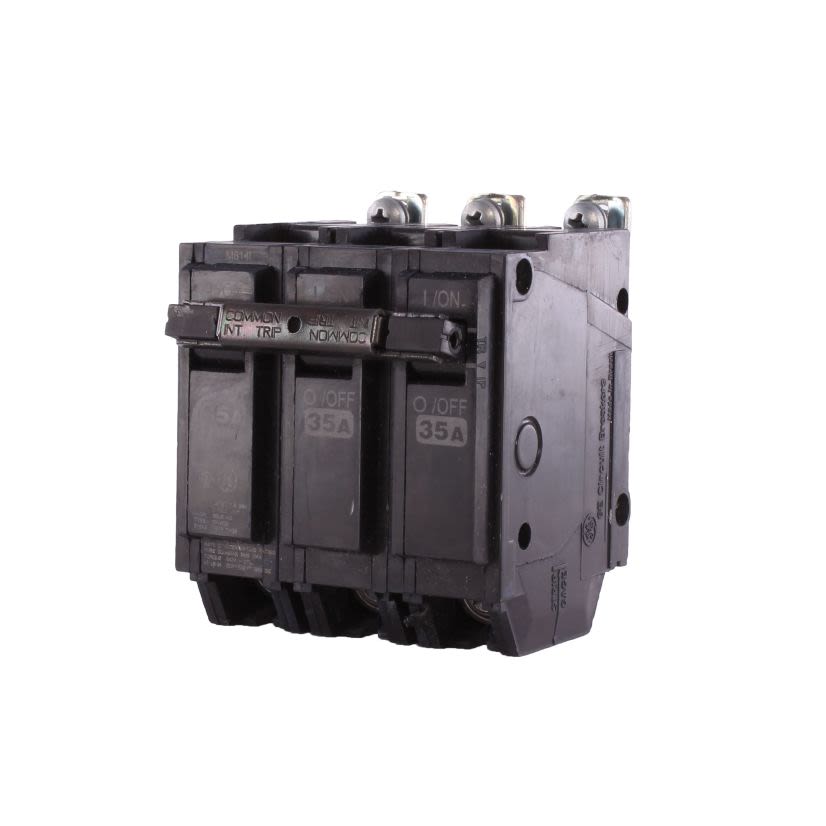 GE THQB32035 Type THQB Molded Case Miniature Supplementary Protector, 240 V AC, 35 A, 10 kA Interrupt, 3 Poles, Thermal Magnetic Trip